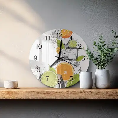 Relógio de vidro redondo Frutas cítricas