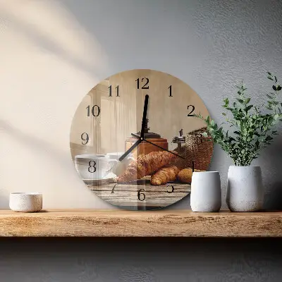 Relógio de vidro redondo Croissants