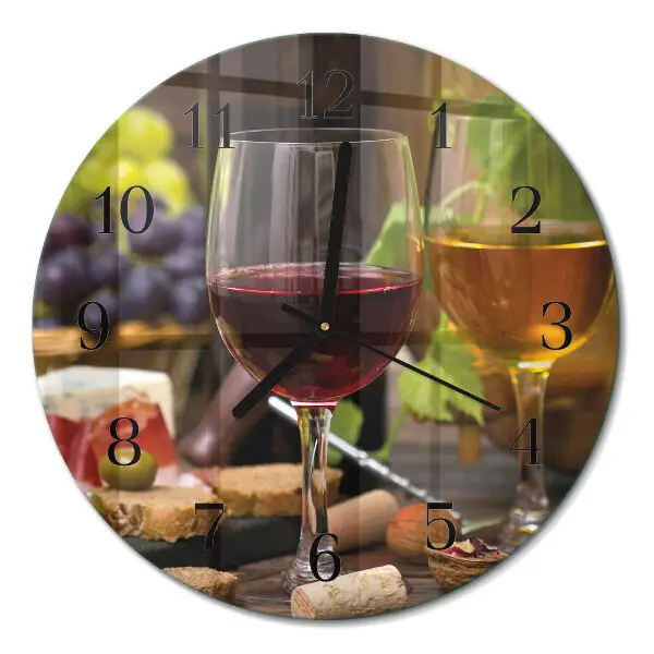 Relógio de parede redondo Taças de vinho