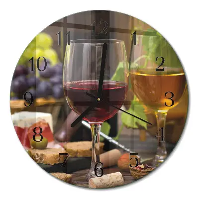 Relógio de parede redondo Taças de vinho