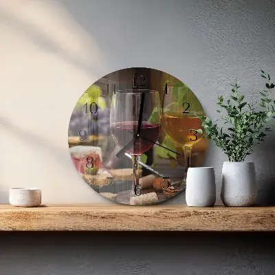 Relógio de parede redondo Taças de vinho