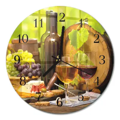 Relógio de vidro redondo Uvas para vinho