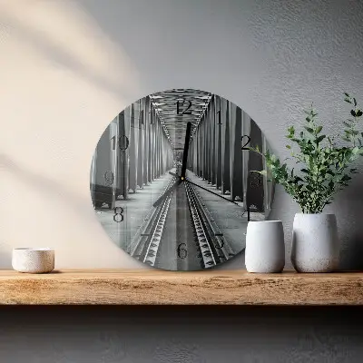 Relógio de parede redondo trilhos de trem