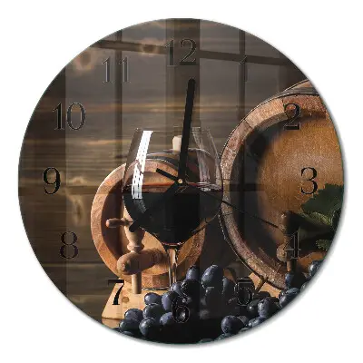 Relógio de vidro redondo Um barril de vinho