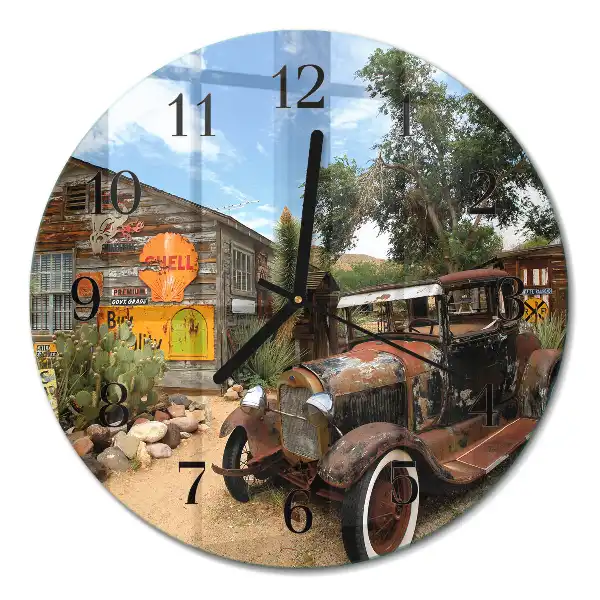 Relógio de vidro redondo Carro velho
