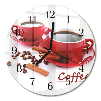 Relógio de vidro redondo Uma xícara de café