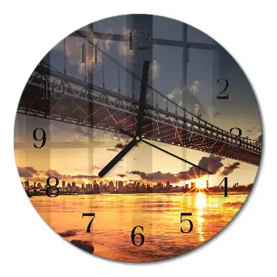 Relógio de parede redondo Ponte sobre o rio