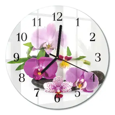 Relógio de vidro redondo Orquídea