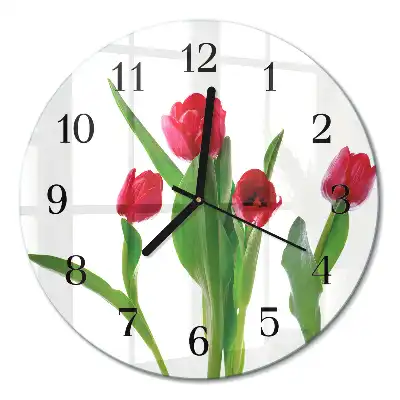 Relógio de vidro redondo Tulipas