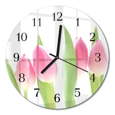 Relógio de vidro redondo Tulipas