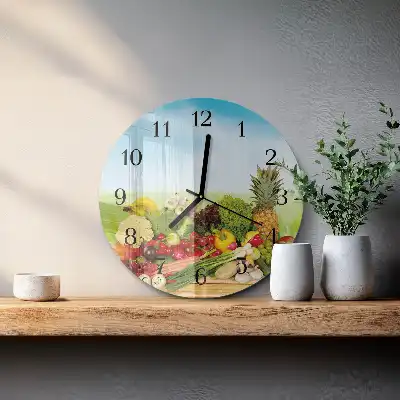 Relógio de vidro redondo Vegetais Frutas