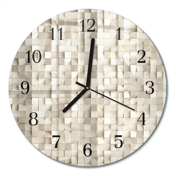 Relógio de cozinha redondo Mosaico de madeira