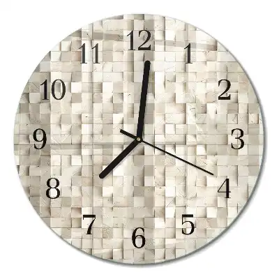 Relógio de cozinha redondo Mosaico de madeira