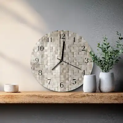 Relógio de cozinha redondo Mosaico de madeira
