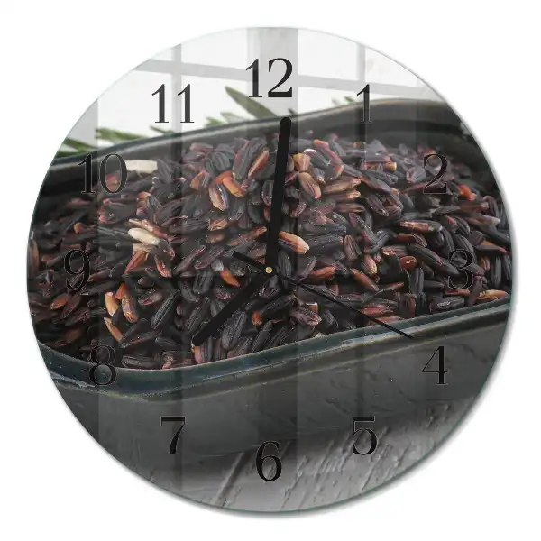 Relógio de vidro redondo Arroz preto
