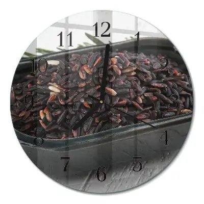 Relógio de vidro redondo Arroz preto