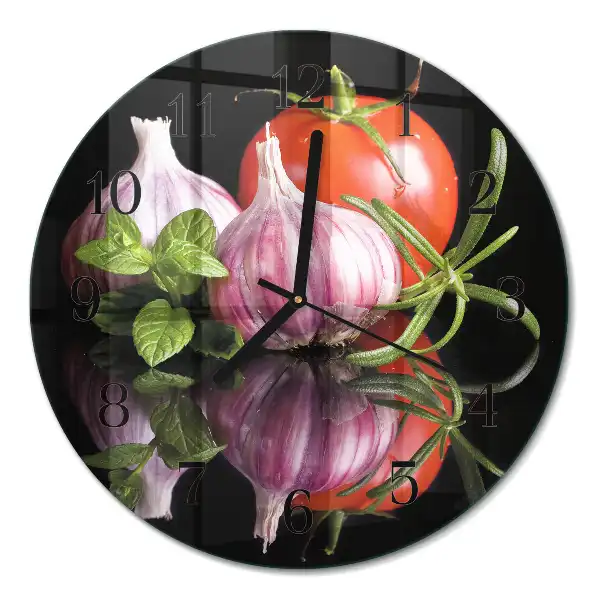 Relógio de parede redondo Tomate e alho