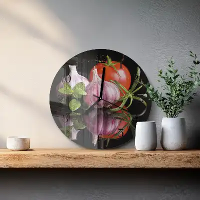 Relógio de parede redondo Tomate e alho