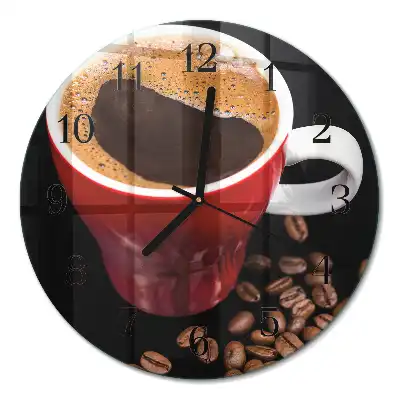 Relógio de parede redondo Uma xícara de café