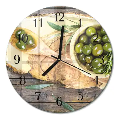 Relógio de cozinha redondo Madeira de oliveira