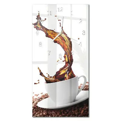 Relógio vertical Uma xícara de café