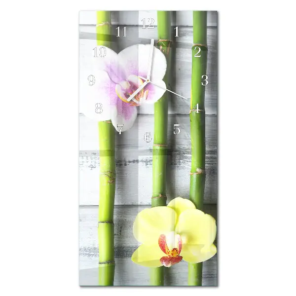 Relógio de parede retangular Bambu orquídea