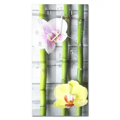 Relógio de parede retangular Bambu orquídea