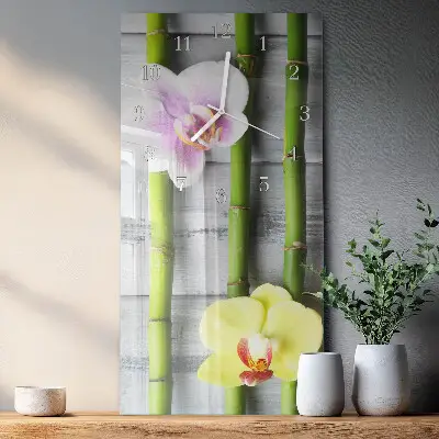 Relógio de parede retangular Bambu orquídea