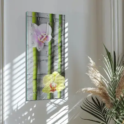 Relógio de parede retangular Bambu orquídea