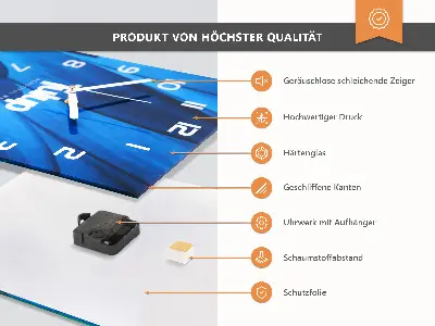 Relógio de parede retangular Tecido