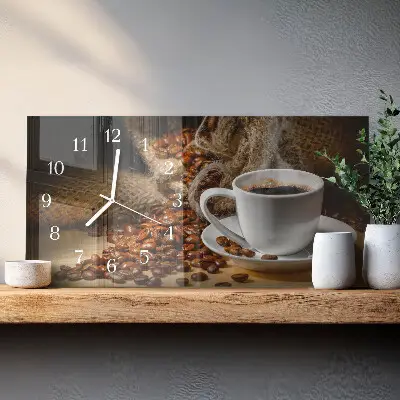 Relógio de vidro retangular infusão de café
