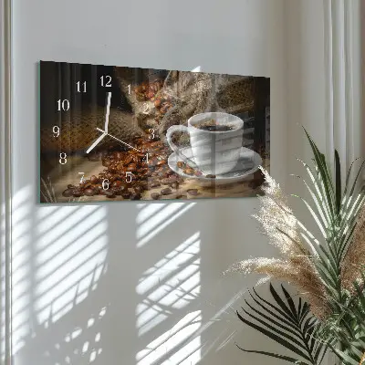 Relógio de vidro retangular infusão de café
