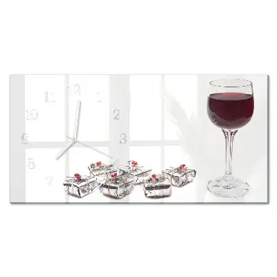 Relógio de vidro retangular taça de vinho