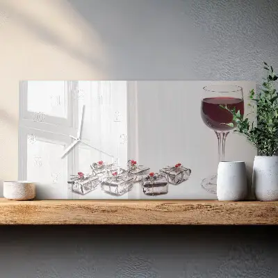 Relógio de vidro retangular taça de vinho