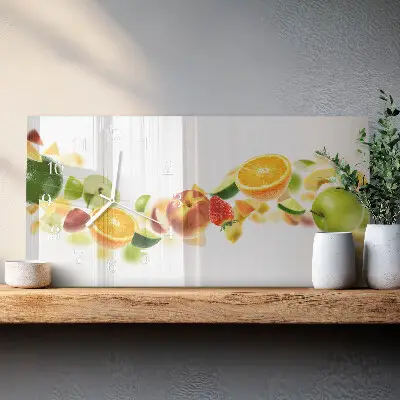 Relógio de vidro retangular Mix de frutas