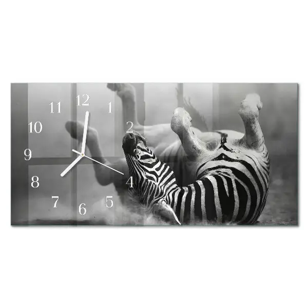 Relógio de vidro retangular zebra africana