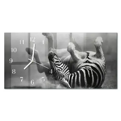 Relógio de vidro retangular zebra africana