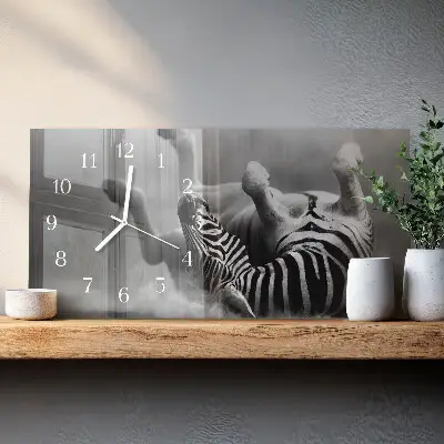 Relógio de vidro retangular zebra africana