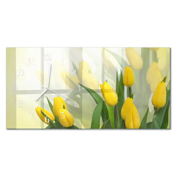 Relógio de vidro retangular Tulipas de jardim