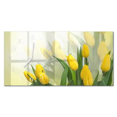 Relógio de vidro retangular Tulipas de jardim