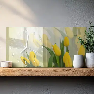 Relógio de vidro retangular Tulipas de jardim