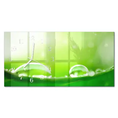 Relógio horizontal Gotas em uma folha