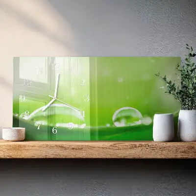 Relógio horizontal Gotas em uma folha