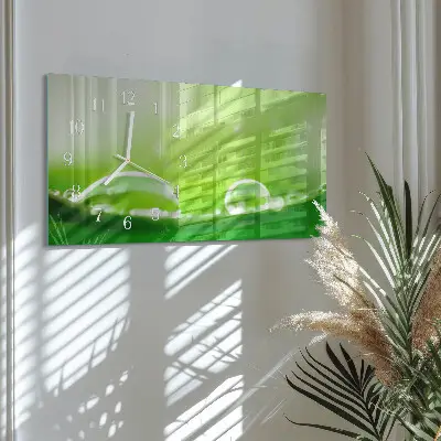 Relógio horizontal Gotas em uma folha