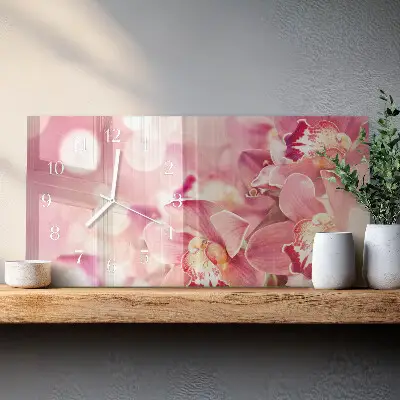 Relógio de vidro retangular Orquídeas