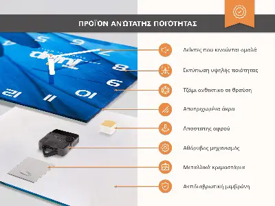 Relógio de vidro retangular mármore preto