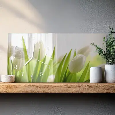 Relógio horizontal Tulipas brancas