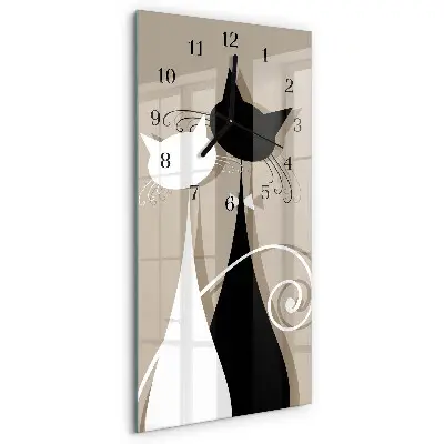 Relógio de vidro vertical Gatos