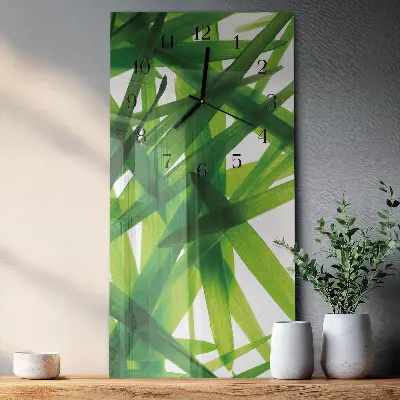 Relógio de vidro vertical Folhas de plantas