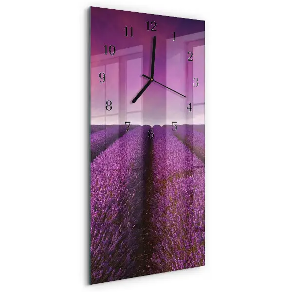 Relógio de vidro vertical Campo de lavanda